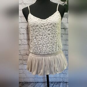 Express Cream Lace Camisole with Pleated Design